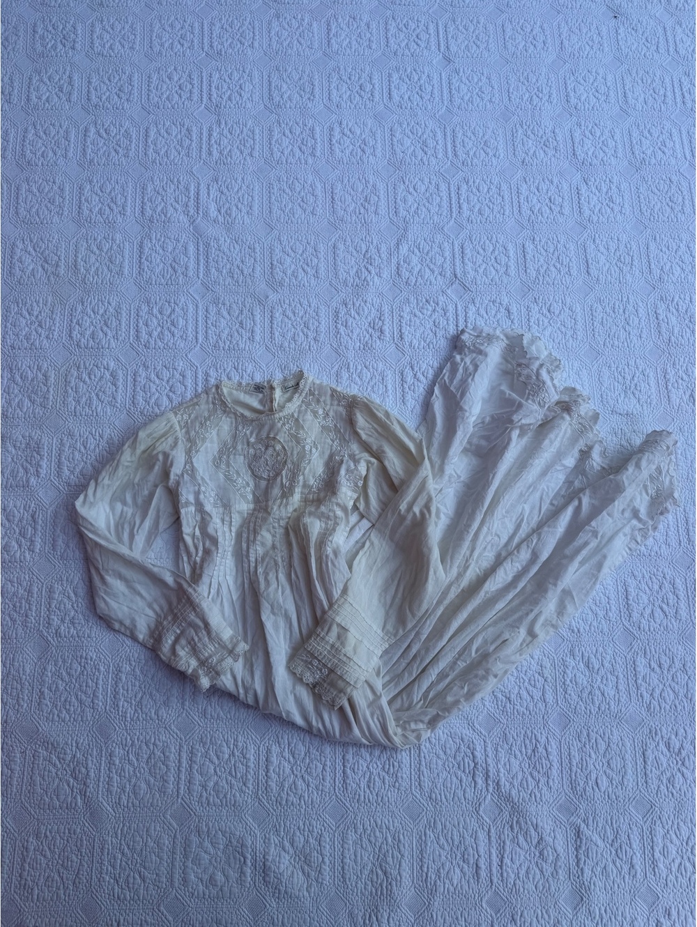 Vintage Carole M. Studio White Cotton Lace Nightgown Dress Size Small
